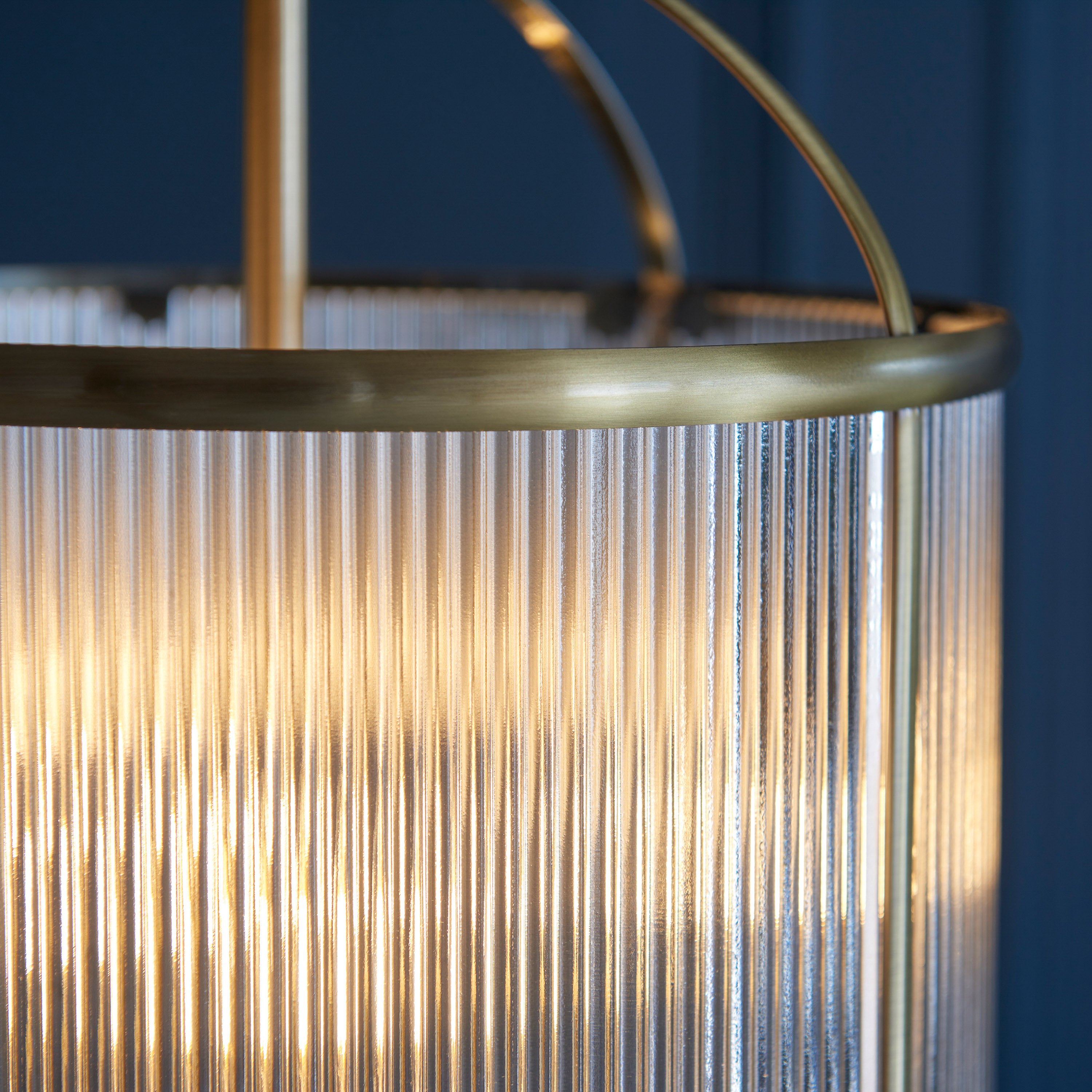 Annetta Ribbed Glass & Gold Pendant Light | Large